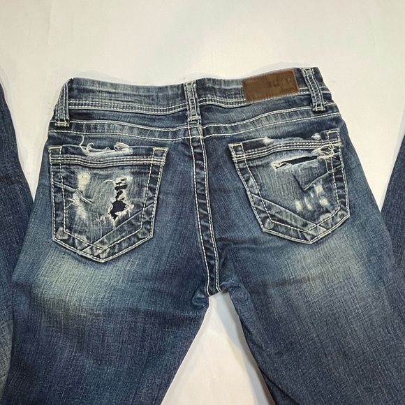 BKE Sabrina Flare Distressed Women's Jeans, 25x33 1/2, Multiple Rips Distress - Picture 6 of 14